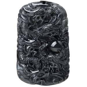 Подвеска-карго из натурального бирманского нефрита с черной косточкой, курица, порода, дракон, Марка коулуна, оградитель зодиака, дракон, Нефритовый Кулон - Product Image 1