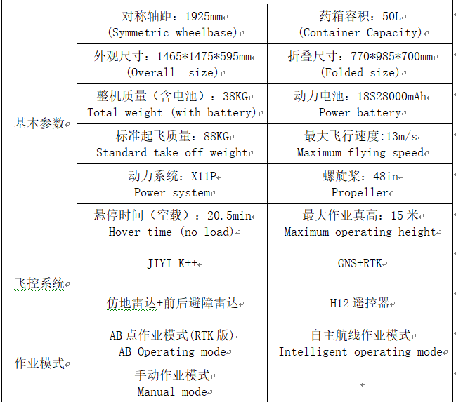 J50 4 Axis 50L 50KG Agricultural Spray Drone JIIYI Flight Control With Hobbywing X11 Power System Complete Set of Drone