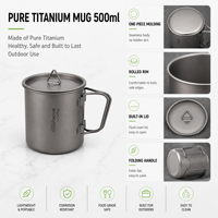 Mug Lipat Titanium Ringan TA1 Cocok untuk Berkemah dan Bepergian di Luar Ruangan.