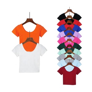 T-shirts en coton pour femmes de haute qualité Logo personnalisable <span class=keywords><strong>Crop</strong></span> <span class=keywords><strong>Top</strong></span> en T-shirt court en gros imprimé de style vintage - Product Image 1
