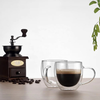 Juego de 2 Vasos de Vidrio de Doble Pared de Borosilicato de Alta Calidad de 8oz, 12oz y 15oz para Té o Café