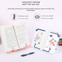 Support de lecture de table en plastique avec serre-livres, style dessin animé, mignon, pour étudiants, protection des yeux, support portable pour livres et partitions
