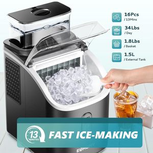 Máquina de hielo EUHOMY de 34 libras por día, de mostrador, con tanque de agua externo, eléctrica y automática, para uso doméstico y en bares. - Product Image 2