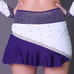 Uniforme de pom-pom girl sur mesure OEM All-Star pour compétition - Prix d'usine - Ensemble luxueux de haut court à manches longues et jupe en cristal pour filles - Product Image 3
