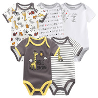 Cinq pièces bébé vêtements ensemble Triangle Harem Double face coton enveloppes nouveau-né à manches courtes combinaison barboteuses pour homme été INS