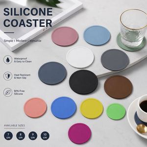 WW520 Custom Coaster Printed Logo Promotional 3D Pattern Round Silicone Coaster for Drink Cup Mat <b>Set</b> Soft PVC Rubber Coaster - Product Image 2