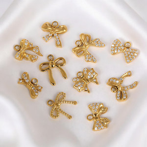 Dijes de Lazo Personalizados de Lujo en Acero Inoxidable 316L con Baño de Oro de 14k/18k y Circonitas para Fabricación de Joyería, Collares y Pulseras al por Mayor - Product Image 2