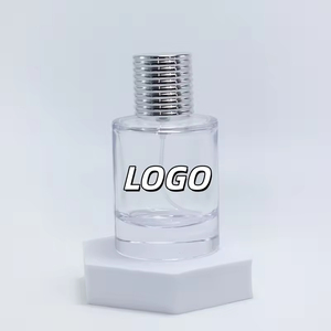 Custom Clear Crimp Cylinder Shape Perfume <b>Spray</b> <b>Bottle</b> 30ml 50ml Luxury <b>Empty</b> Glass Perfume <b>Bottle</b> With Gold Cap - Product Image 1