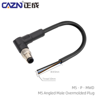 Konektor M5 3Pin 4Pin Male Overmolded Plug Kabel PUR dengan Kabel Set 1M 2M 5M untuk Aplikasi Otomotif