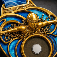 Médaille personnalisée pour sports aquatiques, médailles de championnat de natation en libre 50M avec pièce magnétique détachable