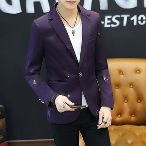 Nouveau Costume Décontracté <span class=keywords><strong>Homme</strong></span> Élégant Imprimé Manche Longue <span class=keywords><strong>Blazer</strong></span> Slim pour Hommes Tendance Automne - Product Image 4