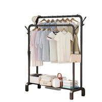 Porte-vêtements simple à double tige antirouille avec crochets porte-vêtements peu encombrant pour la maison chambre à coucher porte-vêtements pour le stockage des manteaux