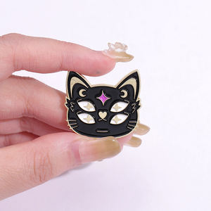 Zwarte Kat Emaille Pin Heksenhoed Punk Goth Crystal Medicine Vrienden Groothandel Flesboek Sieraden Accessoires Revers Cadeau Halloween - Product Image 3