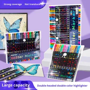 Juego de 12 Marcadores de Doble Punta con Purpurina <span class=keywords><strong>Bicolor</strong></span>, Rotuladores de Acuarela para Diario, Solubles en Agua, No Borrables, 24-96 Colores - Product Image 1