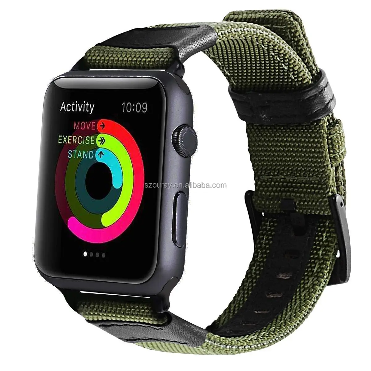 Leather Canvas nylon Jeep Watch Strap for Apple Watch 7 6 5 4 3 2 1 SE Military Green Nylon Strap 38mm 40mm 41mm 42mm 44mm 45mm