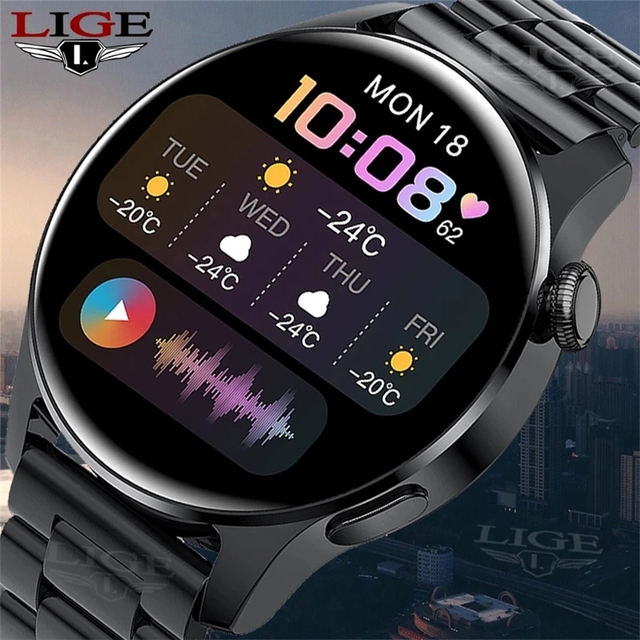 LIGE BW0256 2022 Full Circle Touch Screen Steel Band Hot Call Men Smart Watch Waterproof Sport Activity Fitness Watch+box