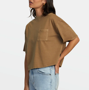 เสื้อยืดแขนสั้นทรงกล่องผ้าไหมสำหรับผู้หญิงคอลูกเรือสำหรับฤดูร้อน - Product Image 2