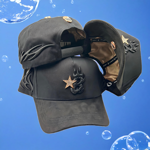 Быстрая доставка, оптовая продажа: роскошная мужская бейсболка-кепка Gorra Barbas с металлическим логотипом, индивидуальный дизайн, 5-панельная конструкция, для бороды. - Product Image 3