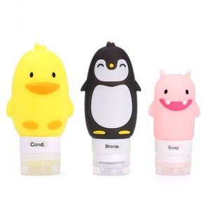 Ensemble de flacons de voyage en silicone, design animalier cartoon, 60ml 80ml 90ml 100ml, pour lotion cosmétique, douche et bain - Product Image 1