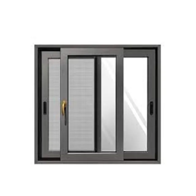 Yilin merek sistem windows aluminium thermal break 3 jendela kaca aluminium dengan grill