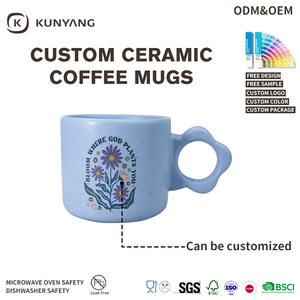 Tasse en céramique de haute qualité avec poignée en forme de fleur, tasse en argile d'usine, logo, couleur, design personnalisable, tasses cadeaux en céramique - Product Image 4