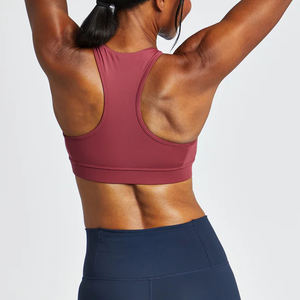 Compressione con Zip frontale reggiseno da corsa costume da bagno con capezza a fascia posteriore pantaloncini Set reggiseno sportivo medio - Product Image 4