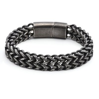 ZYO Personnalisé En Acier Inoxydable Double Couche Chaîne Hommes Bracelets Bracelets Mode Tressé Bracelet Bracelet Hip Hop Fête Rock Bijoux
