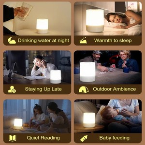 Lampe de chevet tactile pour chambre à coucher, 3 modes d'éclairage, lampe de <span class=keywords><strong>nuit</strong></span> rechargeable, lumière ambiante, lumière douce, lampe de chevet pour enfants, cadeau - Product Image 6