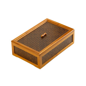 Boîte de rangement en bambou ajouré avec couvercle, ensemble de thé, organisateur de bureau, style zen chinois - Product Image 5