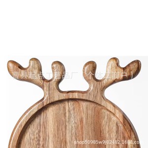 Plato de madera con forma de cuerno de ciervo, hecho a mano, para fiestas, frutas y embutidos, de madera de acacia, para postres y pan. - Product Image 2