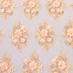 Tela de encaje 3D al por mayor, malla bordada 3D con purpurina para vestido de noche, poliéster de estilo cruzado para accesorios y bolsos de boda - Product Image 4