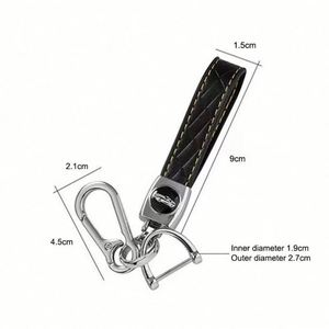 Customizable LOGO Embossed Leather Car Keychain Horn Zinc Alloy Hardware Car Keychain Pendant Best Selling Auto Accessories - Product Image 2