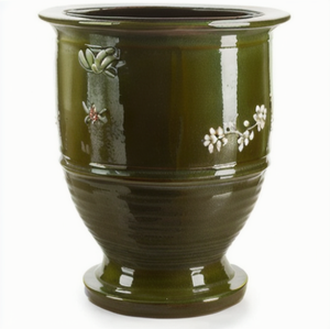 Poterie d'extérieur émaillée-Plantes de fleurs de jardin à la maison-Pot Bowl Vase Planter-<span class=keywords><strong>Grandes</strong></span> urnes françaises en céramique-Vert - Product Image 1
