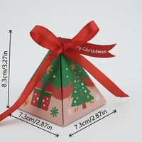 Weihnachtliche Dreieckige Geschenkboxen Pyramidenförmige Süßigkeiten-Schachteln mit Weihnachtsbaum-Aufdruck für Feiertagspartys und Keksverpackungen