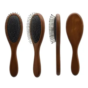 Plastic paddle brush wet hair metal bristle massage hair brush professional hot detangle hair brush design