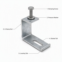 Support de fixation robuste en acier au carbone zingué avec fente rectangulaire et languette pour montage sur châssis de machine industrielle
