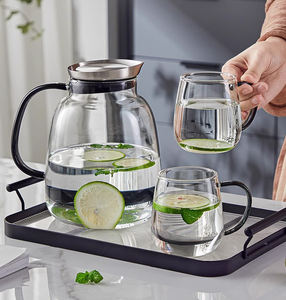 Mango colorido de moda cerveza fría hecha a mano a prueba de agua de vidrio a prueba de calor TAPA DE <span class=keywords><strong>jarra</strong></span> de vidrio de borosilicato transparente gruesa - Product Image 1