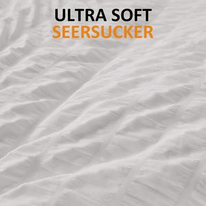 Мягкий комплект постельного белья из 3 предметов из сирсакера для двуспальной кровати (Queen), всесезонный, с застежкой-молнией и утяжками по углам - Product Image 5