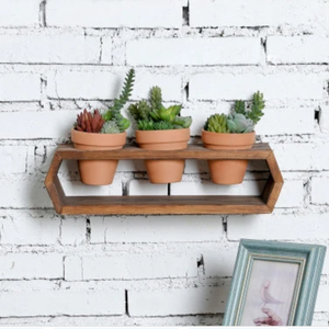 Bac de culture Hexagonal en bois brun et brossé, support de jardin avec Pots en artta - Product Image 4