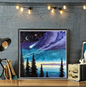 Kit di Pittura Diamante con Stampa Paesaggio Notturno, Tessuto Stampato, Gemme e Puzzle con Diamanti Rotondi - Product Image 2