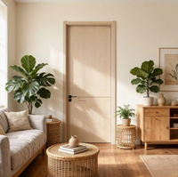 Portes intérieures en bois massif MDF avec placage en mélamine couleur noyer moderne, isolation phonique pour chambre et école