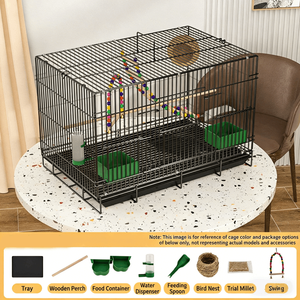 Toptan Katlanabilir Metal Modern Papağan Ekolojik Çift Katmanlı Orta Boy Lüks Villa Kuş Kafesi Plastik Tepsi ve Kutu ile - Product Image 4