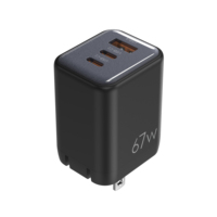 Chargeur américain 65W 2C1A compatible avec la charge rapide multiport USB-C USB-A 60W AVS, adaptateur secteur 67W, certification UL ETL FCC