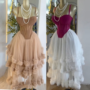 Ensemble 2 Pièces : Corset Irrégulier sans Manches <span class=keywords><strong>et</strong></span> <span class=keywords><strong>Jupe</strong></span> Longue Gâteau à Volants, Tenue Estivale Tendance Streetwear, 8 Nouveautés Fournisseur - Product Image 5