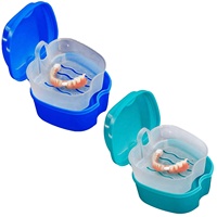 Boîte de rangement pour protège-dents orthodontique, bleu clair, boîte de bain pour prothèse dentaire, plastique PP, option de couleur personnalisée