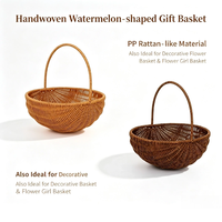 Panier à pastèque en rotin synthétique tressé à la main avec poignée, panier cadeau pour demoiselle d'honneur, pour mariage, Halloween, rangement de fruits