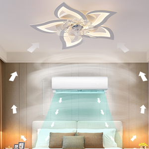 ไฟดอกไม้ LED อัจฉริยะทันสมัยพร้อมรีโมทคอนโทรล  พร้อมพัดลมเพดานปรับความสว่างได้ 6 ระดับ สำหรับห้องครัว ห้องนอน ห้องนั่งเล่น - Product Image 2
