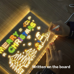Samtoy Christmas Transparent Sign Acrylic Large Acrylic Dry Erase <strong>Board</strong> <strong>Glow</strong> <strong>Board</strong> <strong>Led</strong> Light-up <strong>Writing</strong> Drawing <strong>Board</strong> with Light - Product Image 4