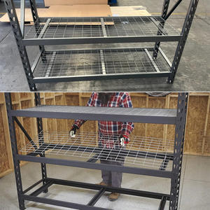 Rak penyimpanan 4 tingkat tugas berat dengan dek jala galvanis, dilapisi bubuk yang dapat disesuaikan & perakitan mudah untuk gudang, garasi, ritel - Product Image 5