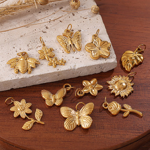 Pendentif en acier inoxydable avec placage or 18 carats, formes variées, pour la création de colliers, accessoires de bijoux DIY - Product Image 1